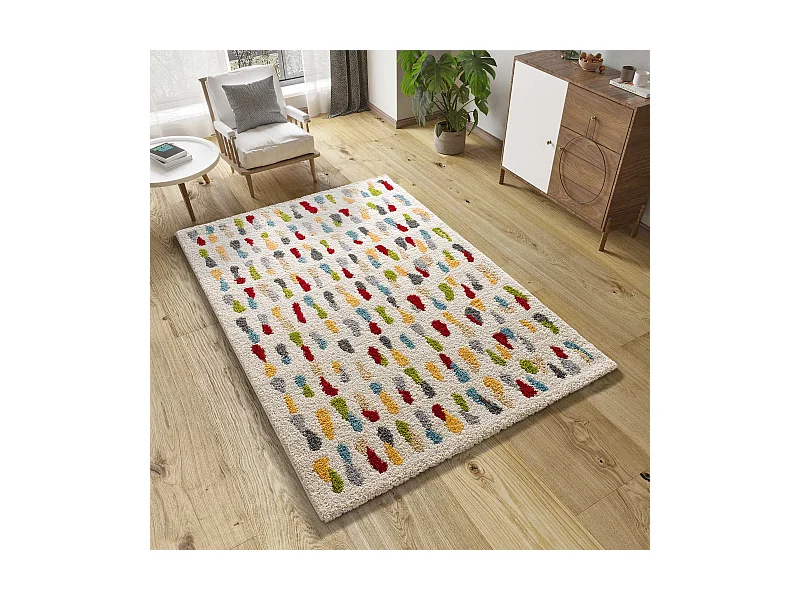 Hochflorteppich - geometrisch shaggy - mehrfarbig - 133x190 cm - BREMEN