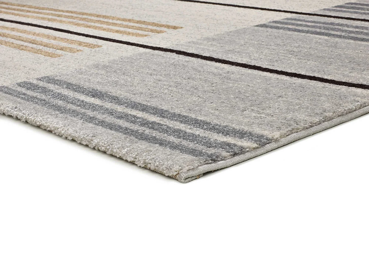 Kurzflorteppich - ethnisch - grau / beige - 133x190 cm - CRAFT