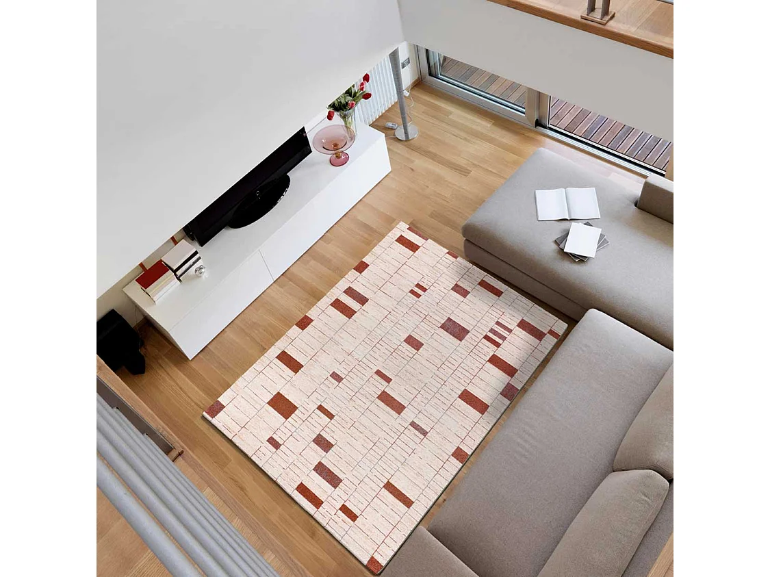 Tappeto interno - geometrico - beige / ramato - 160 x 230 cm - BERUTI