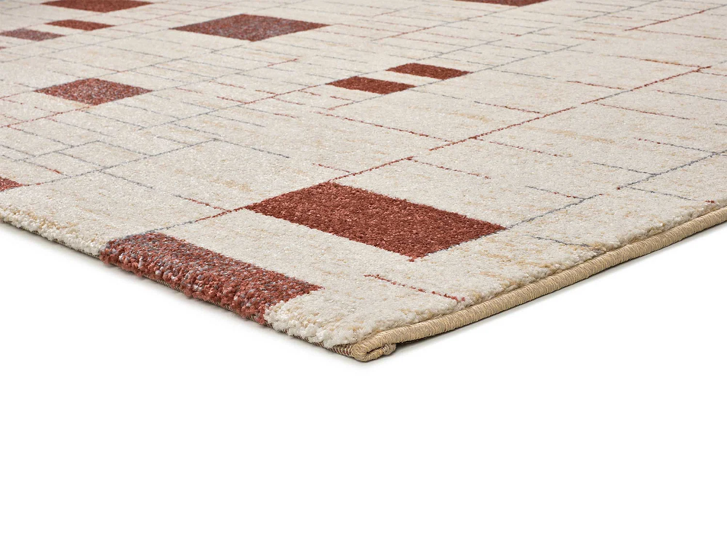 Tapis intérieur - géométrique - beige / cuivre - 160 x 230 cm - BERUTI