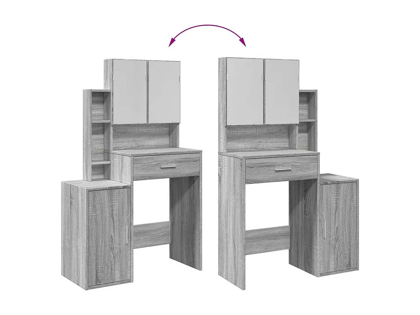 Coiffeuse avec armoire sonoma gris 80x35x132 cm