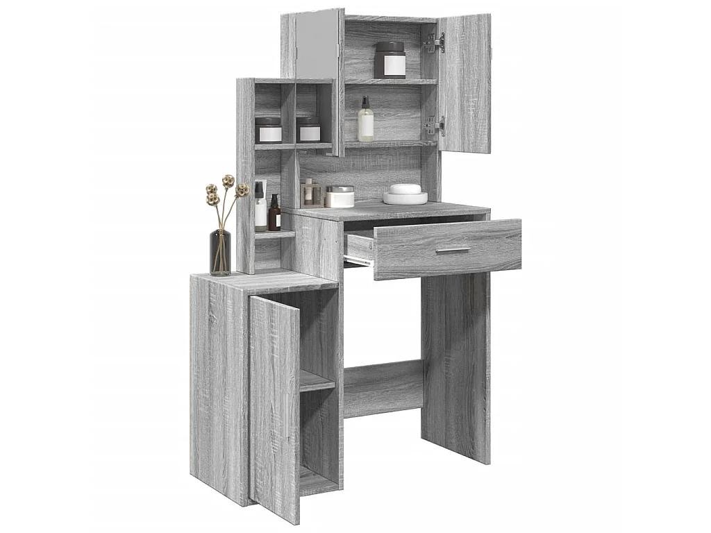 Coiffeuse avec armoire sonoma gris 80x35x132 cm