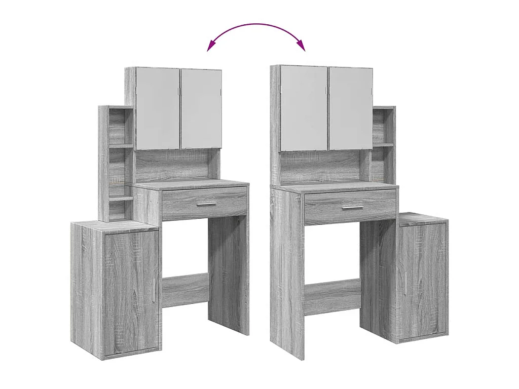 Coiffeuse avec armoire sonoma gris 80x35x132 cm