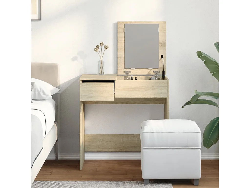 Toaletka Dęb Sonoma z Lustrem 73x46,5x120 cm