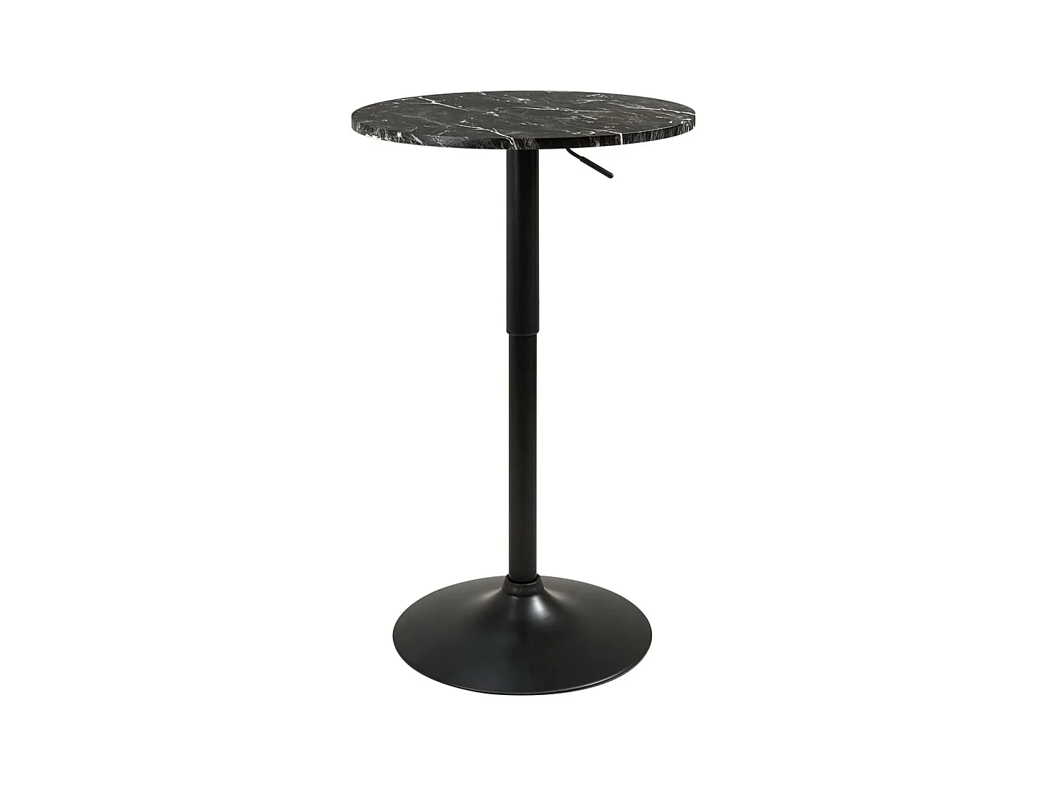 Table de Bar Haute Ø60 cm – Mange-Debout hauteur réglable et Pivotant SETI (Marbre Noir)
