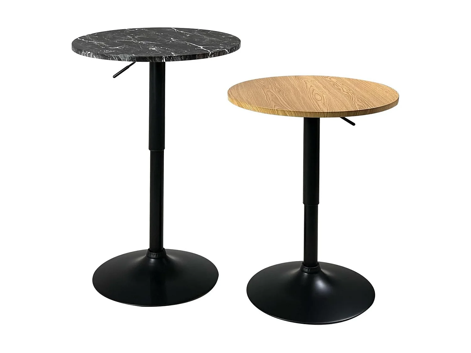 Table de Bar Haute Ø60 cm – Mange-Debout hauteur réglable et Pivotant SETI (Marbre Noir)
