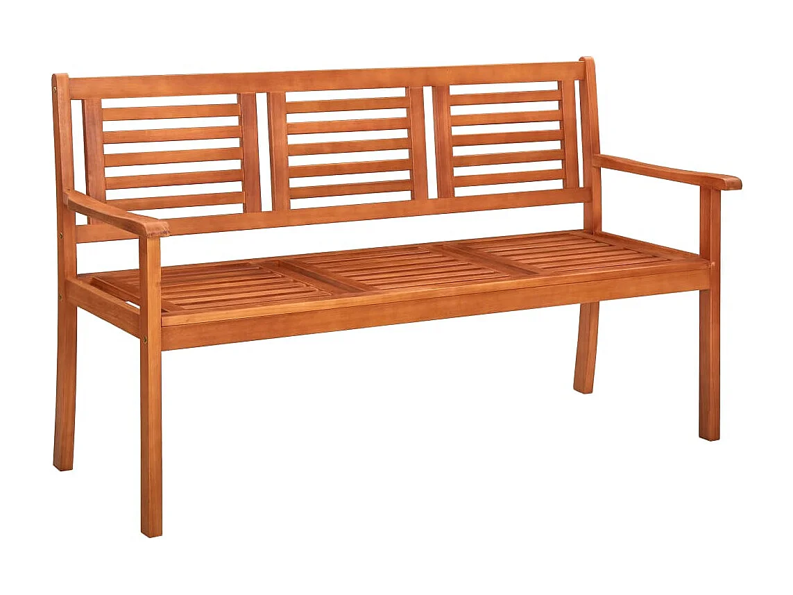 Banc de jardin 3 places avec coussin 150 cm Bois d'eucalyptus