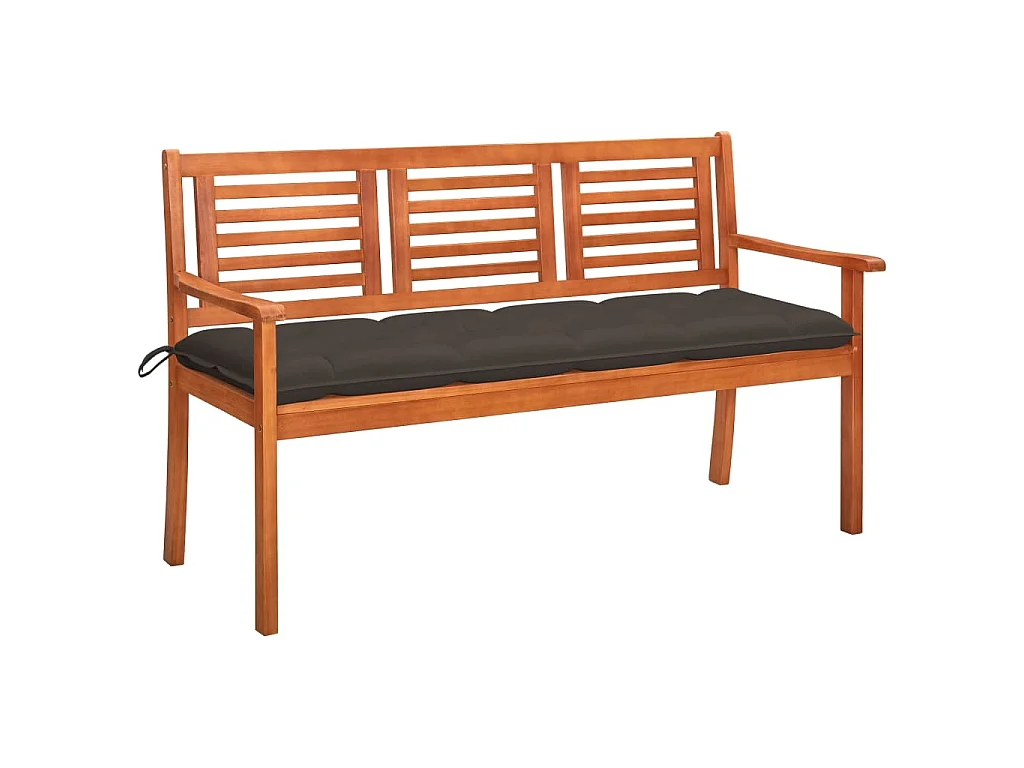 Banc de jardin 3 places avec coussin 150 cm Bois d'eucalyptus