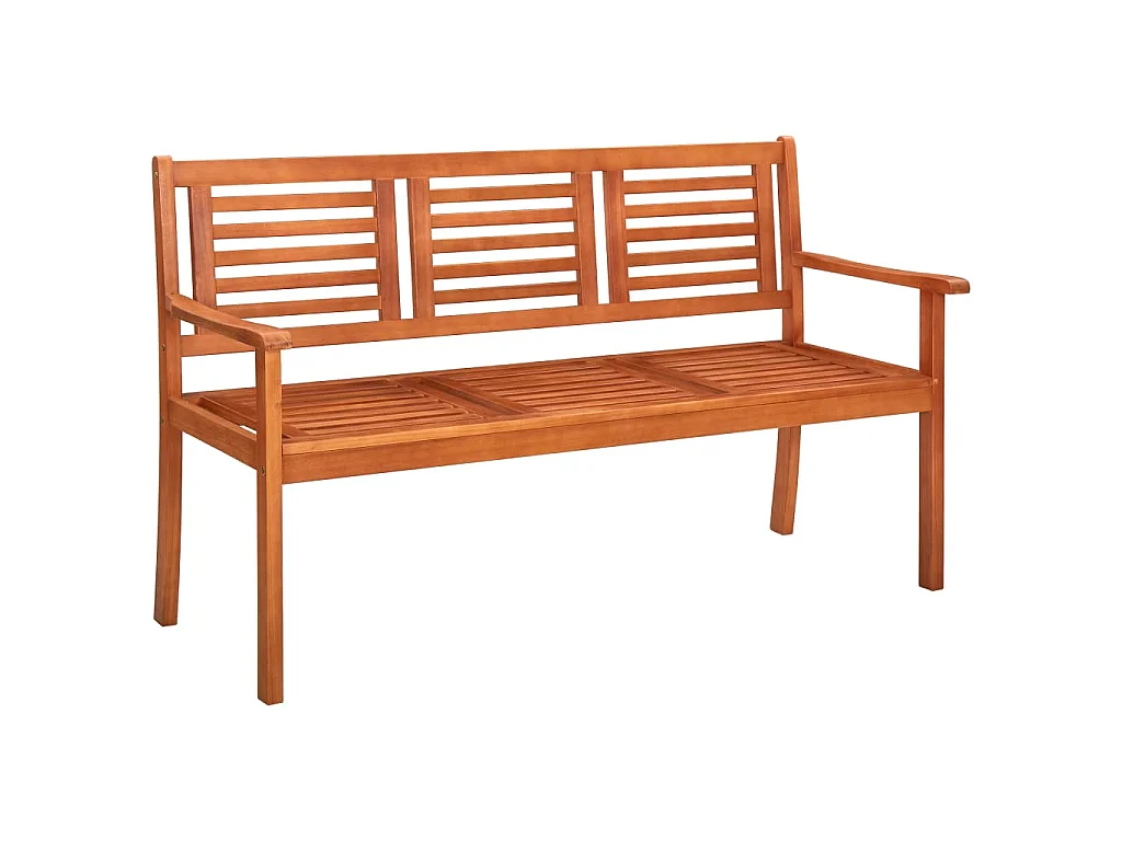Banc de jardin 3 places avec coussin 150 cm Bois d'eucalyptus