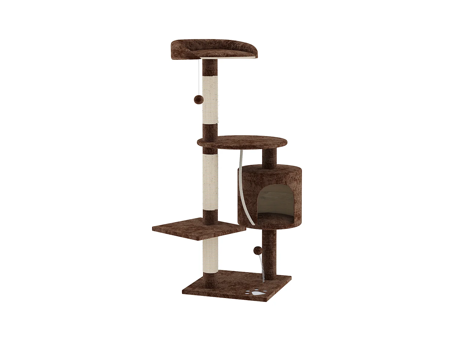Albero per Gatto con Graffiatoio Cuccia Giocattolo Gatti Parco Giochi Tiragraffi in Sisal Naturale