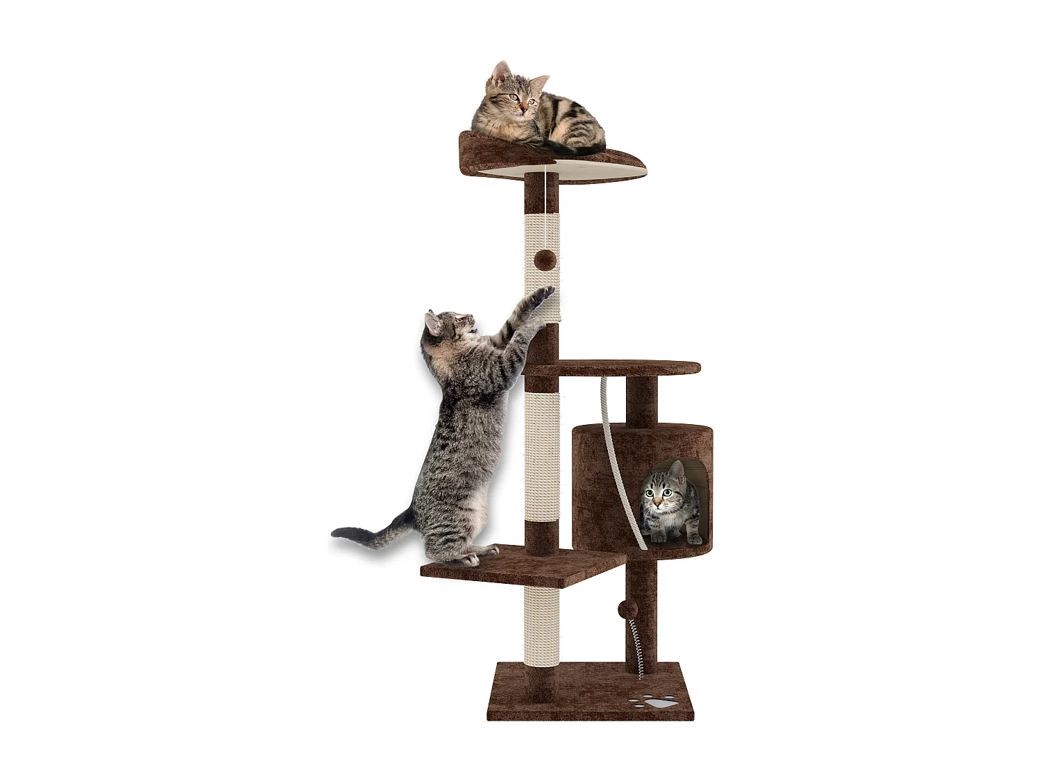 Albero per Gatto con Graffiatoio Cuccia Giocattolo Gatti Parco Giochi Tiragraffi in Sisal Naturale