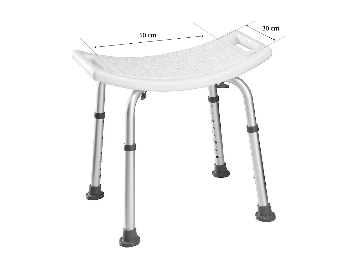 Sgabello Doccia Sedile Vasca Da Bagno Altezza Regolabile In 6 Posizioni Piedini Antiscivolo Portata Max 120 Kg Per Anziani Disabili 50 x 30 Cm Bianco