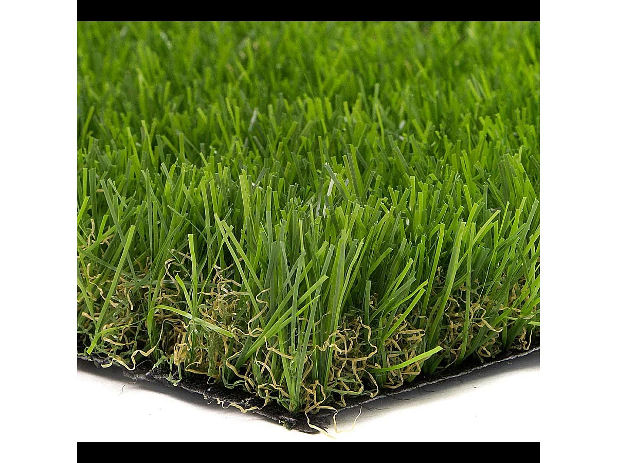 Prato Sintetico Realistico Giardino 4 Sfumature Anti UV Atossico Drenante Ideale per Piscina Terrazzo Aree Giochi Viali (40mm 1x10mt 10mq)