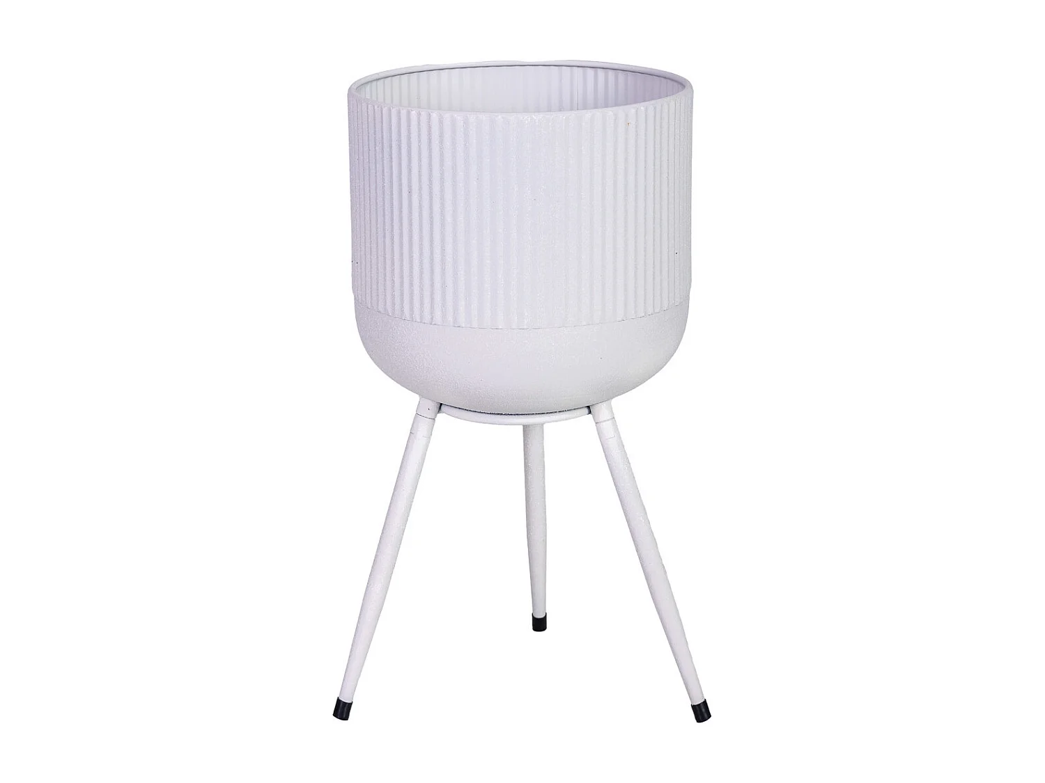 Macetero con soporte de metal blanco 25,5x25,5x48h cm