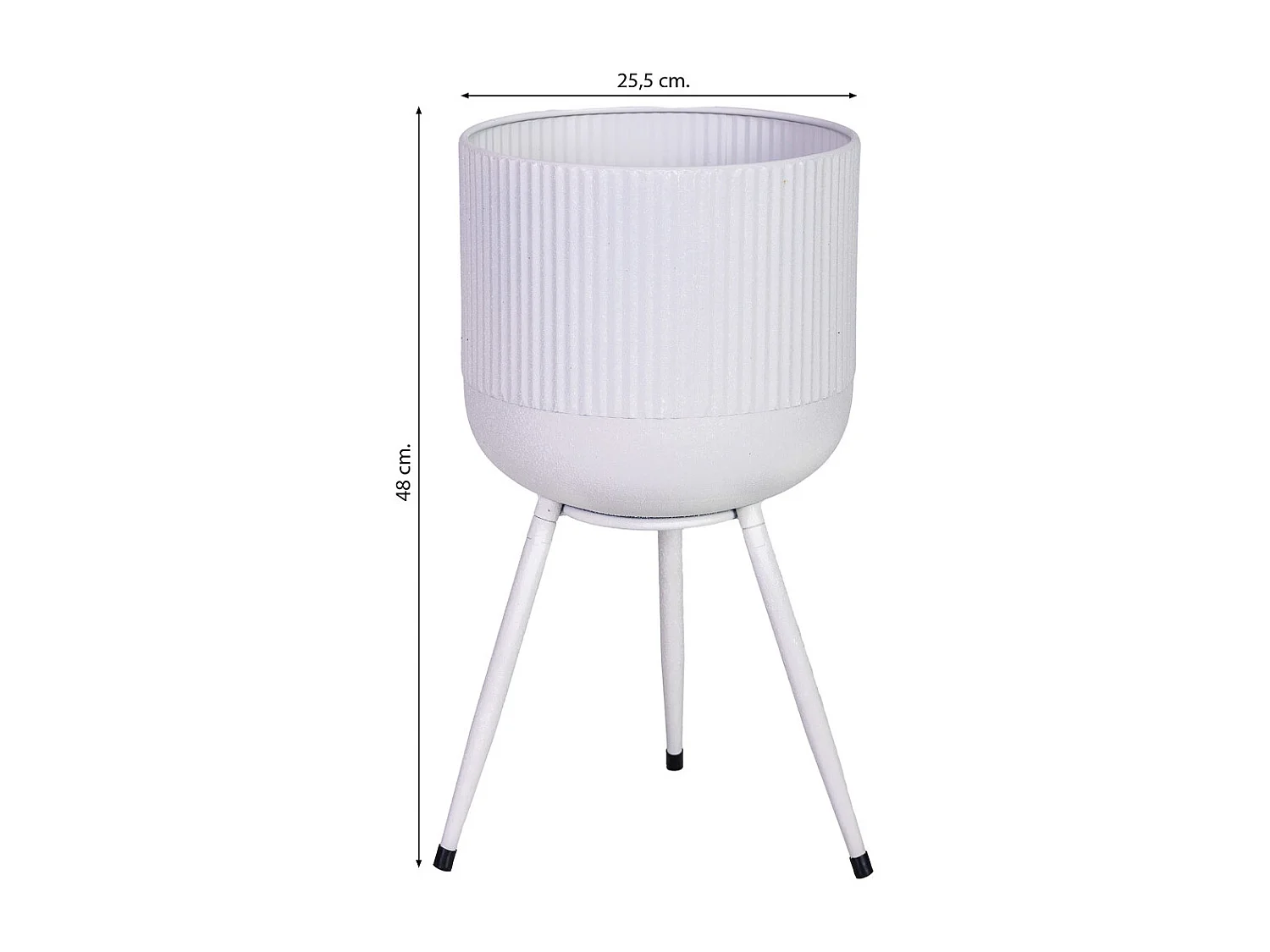 Macetero con soporte de metal blanco 25,5x25,5x48h cm