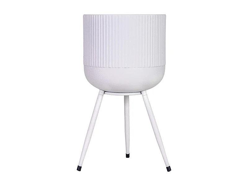 Macetero con soporte de metal blanco 25,5x25,5x48h cm