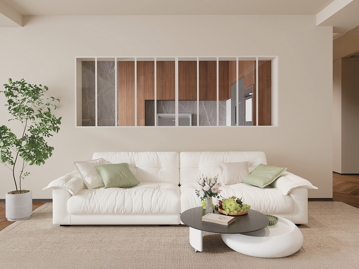 Vente-unique Innenfenster aus pulverbeschichtetem Aluminium Weiß 240 x 105 cm (B x H) – BAYVIEW 13902573