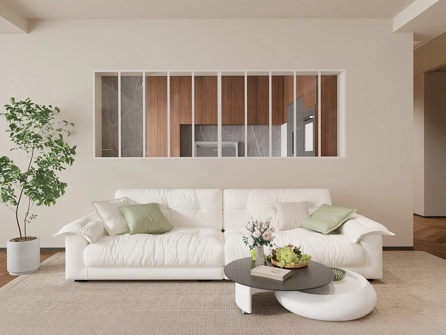 Verrière atelier en aluminium thermolaqué - L240 x H105 - Blanc - BAYVIEW