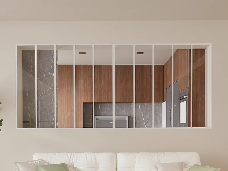 Vetrata atelier L240 x H130 in Alluminio termolaccato Bianco - BAYVIEW