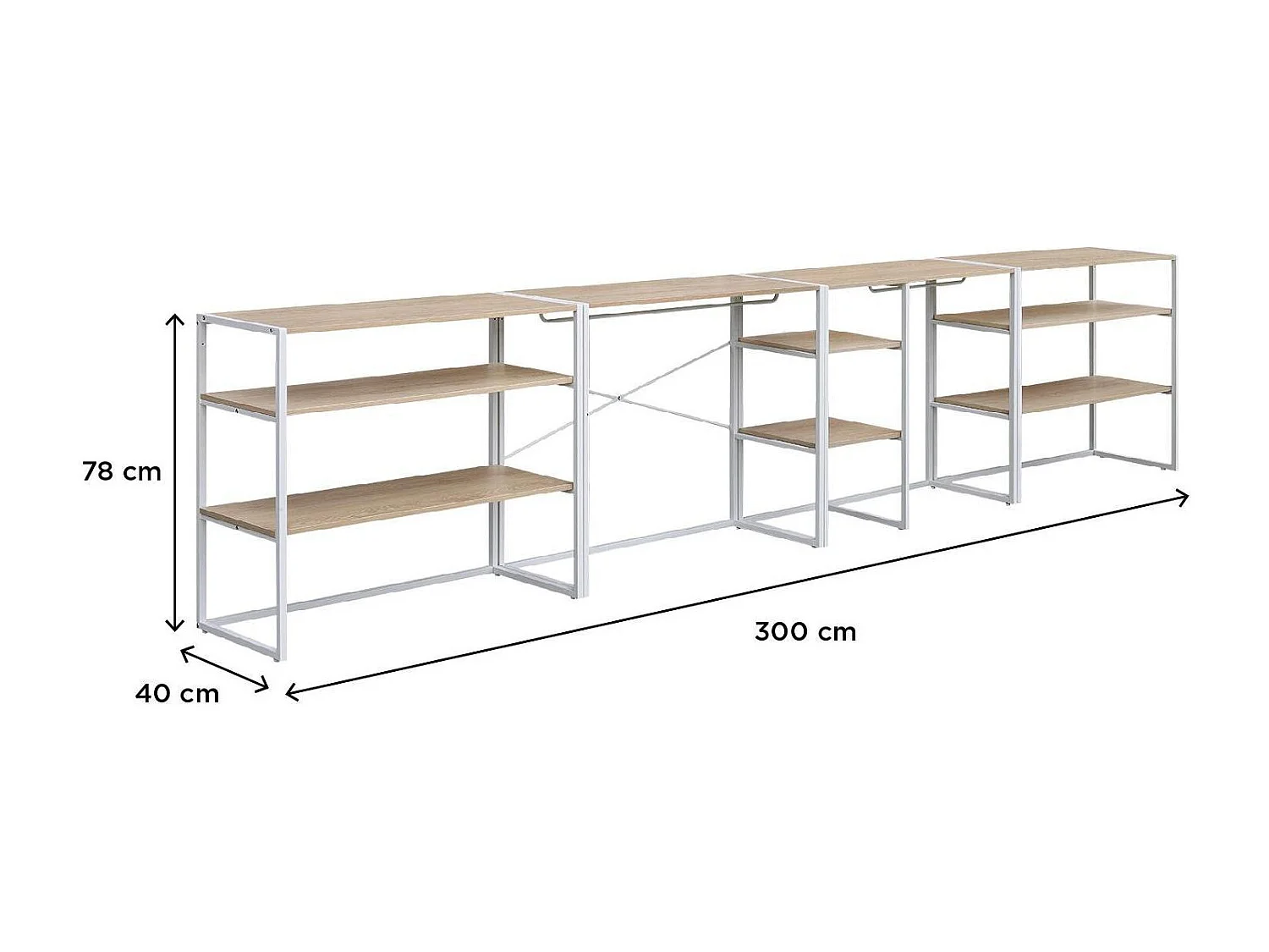 Set van 4 modulaire zolderkledingrekken 400x85cm KADRA