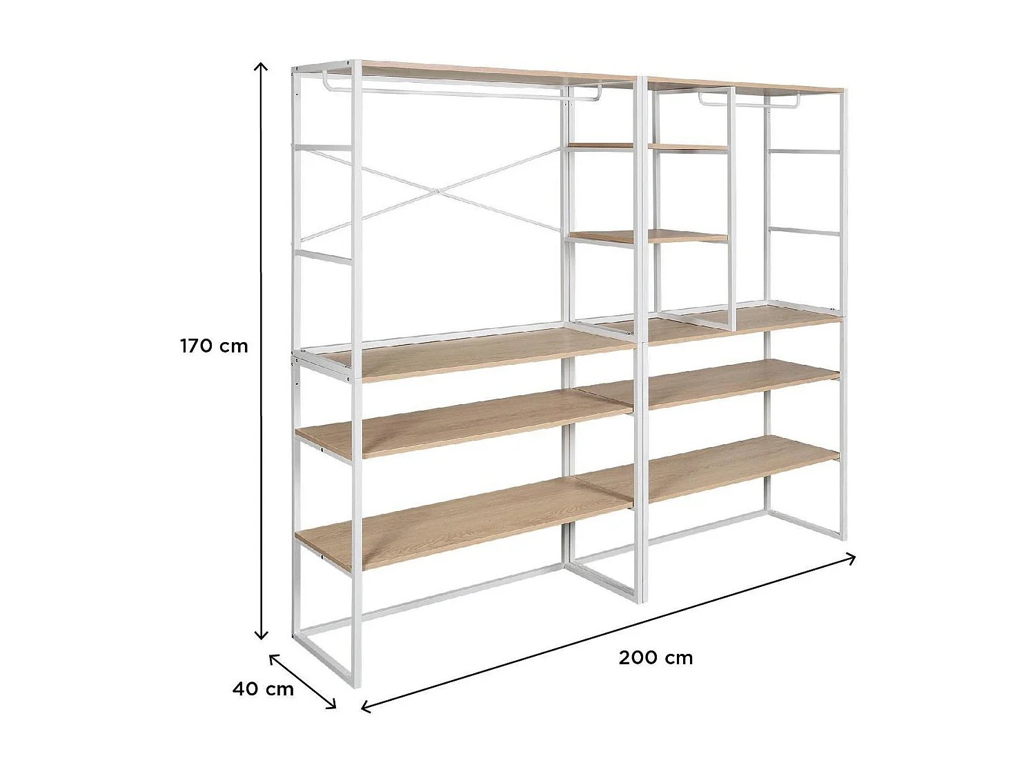 Set van 4 modulaire zolderkledingrekken 400x85cm KADRA