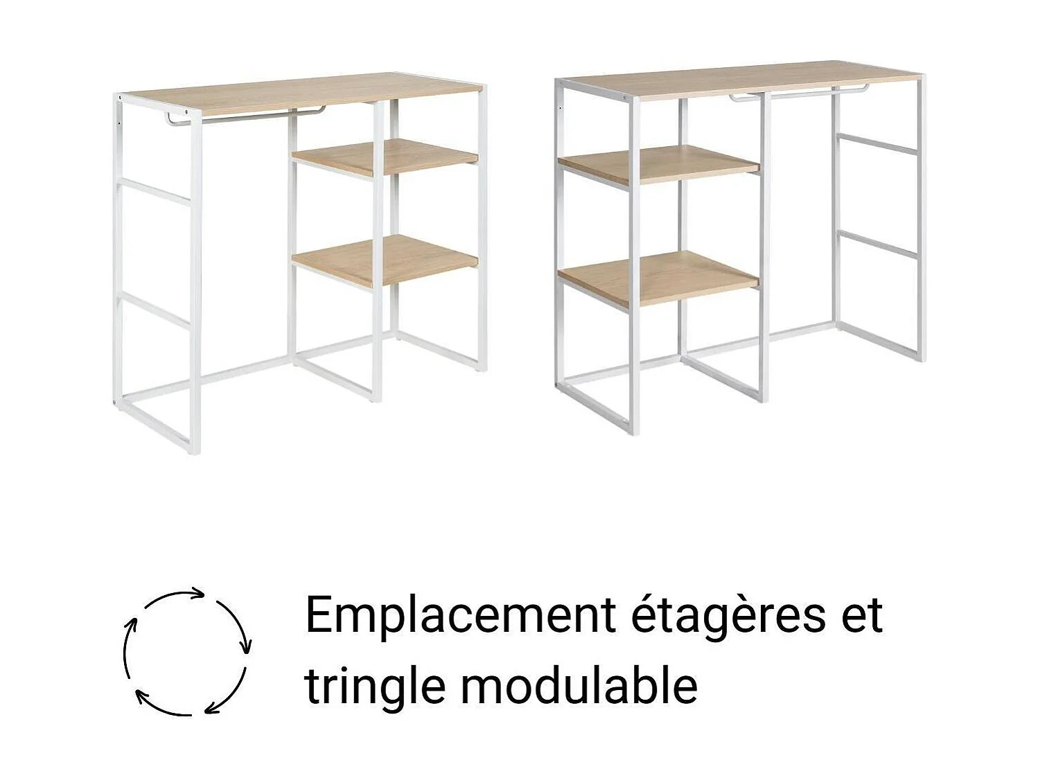 Lot de 4 portants vêtements KADRA sous combles modulables 400x85cm