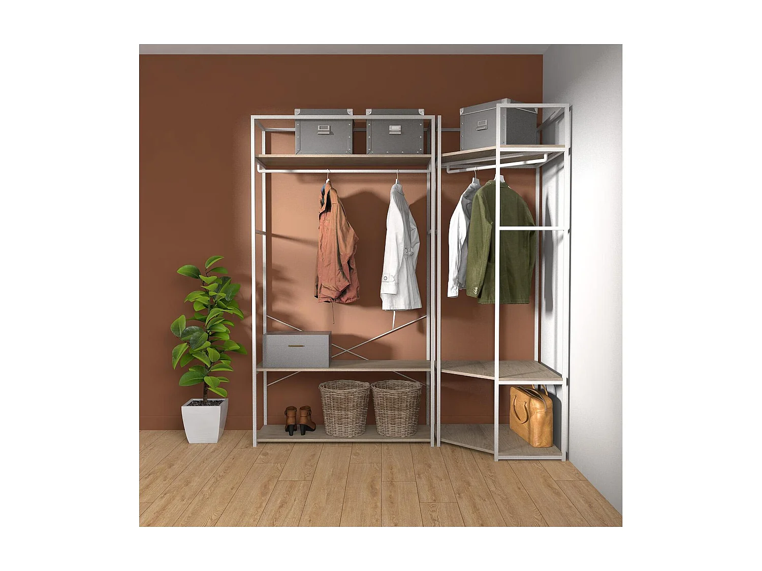 Set di 2 appendiabiti in legno e metallo 180x200cm JUNE