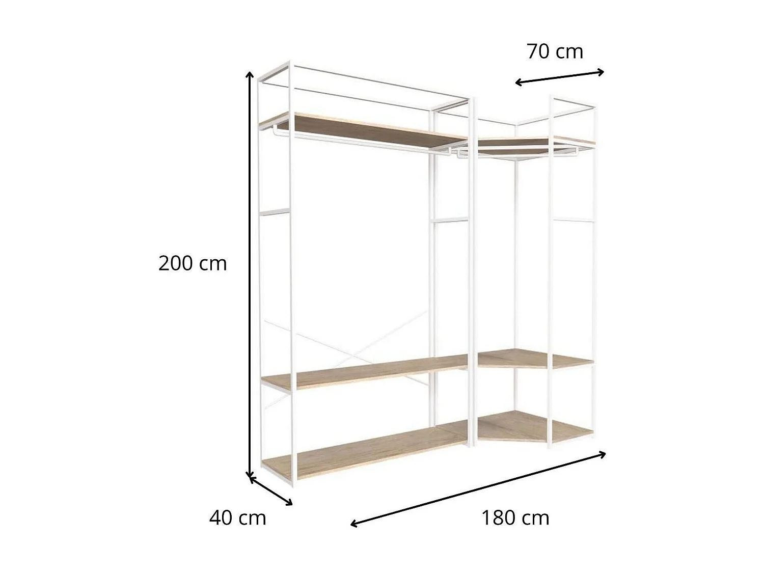 Set di 2 appendiabiti in legno e metallo 180x200cm JUNE