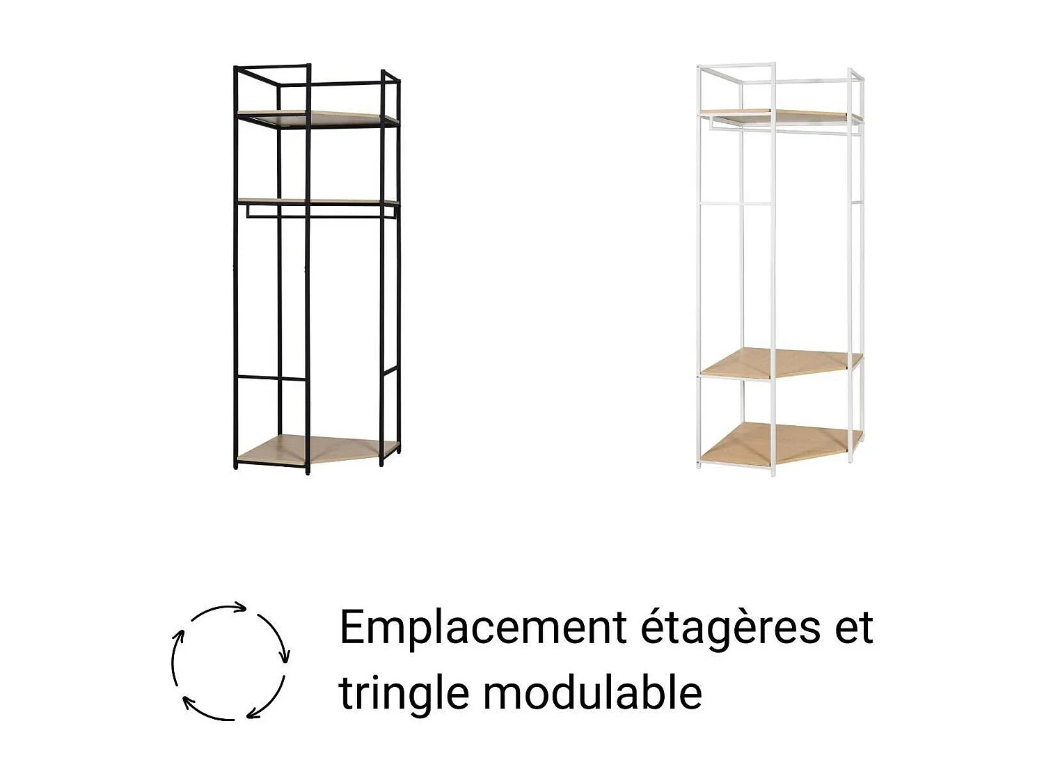 Set di 2 appendiabiti in legno e metallo 180x200cm JUNE