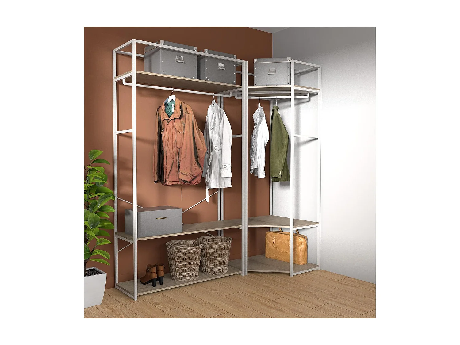 Set di 2 appendiabiti in legno e metallo 180x200cm JUNE