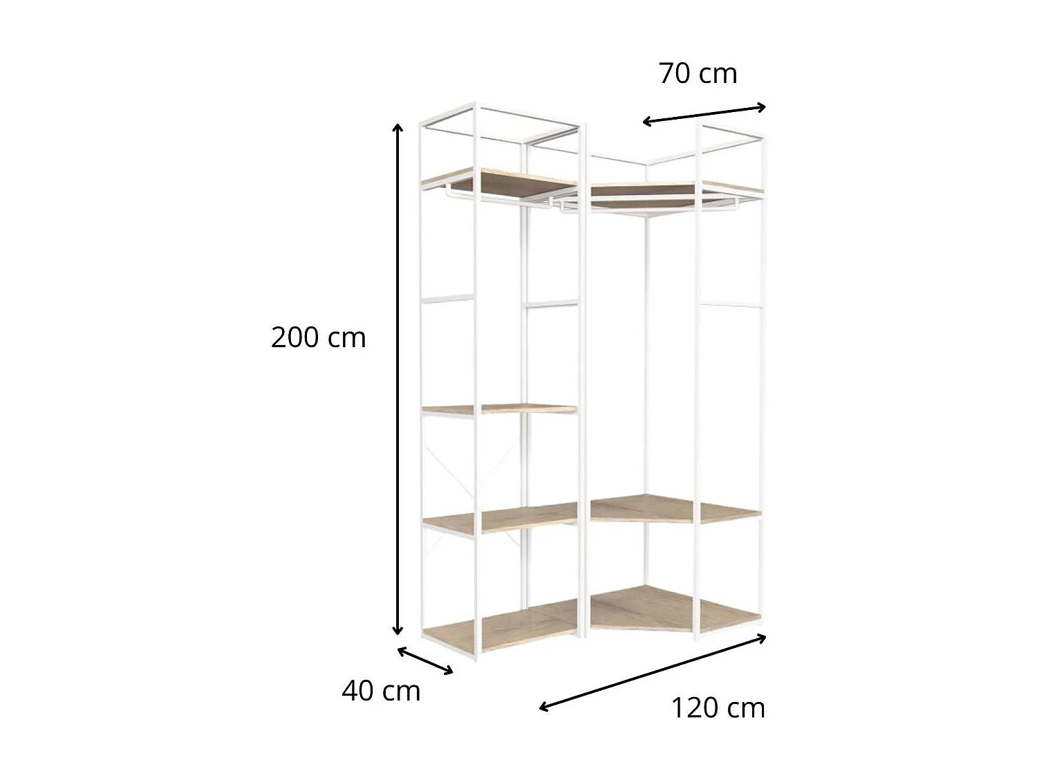 2er-Set Kleiderständer aus Holz und Metall 120x200cm JUNE