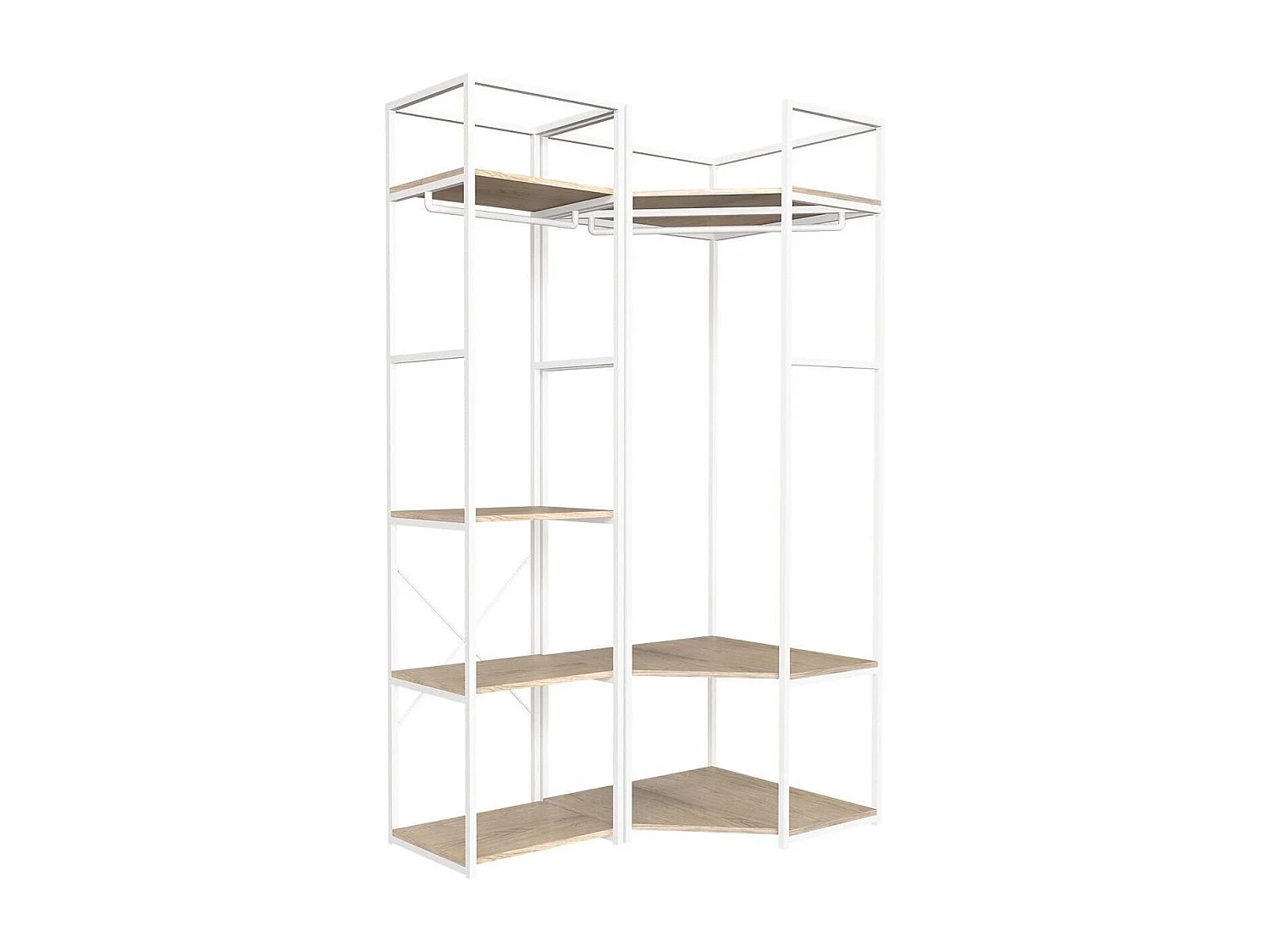 2er-Set Kleiderständer aus Holz und Metall 120x200cm JUNE