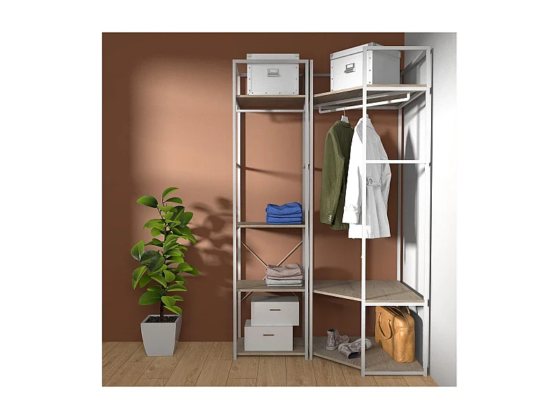 2er-Set Kleiderständer aus Holz und Metall 120x200cm JUNE