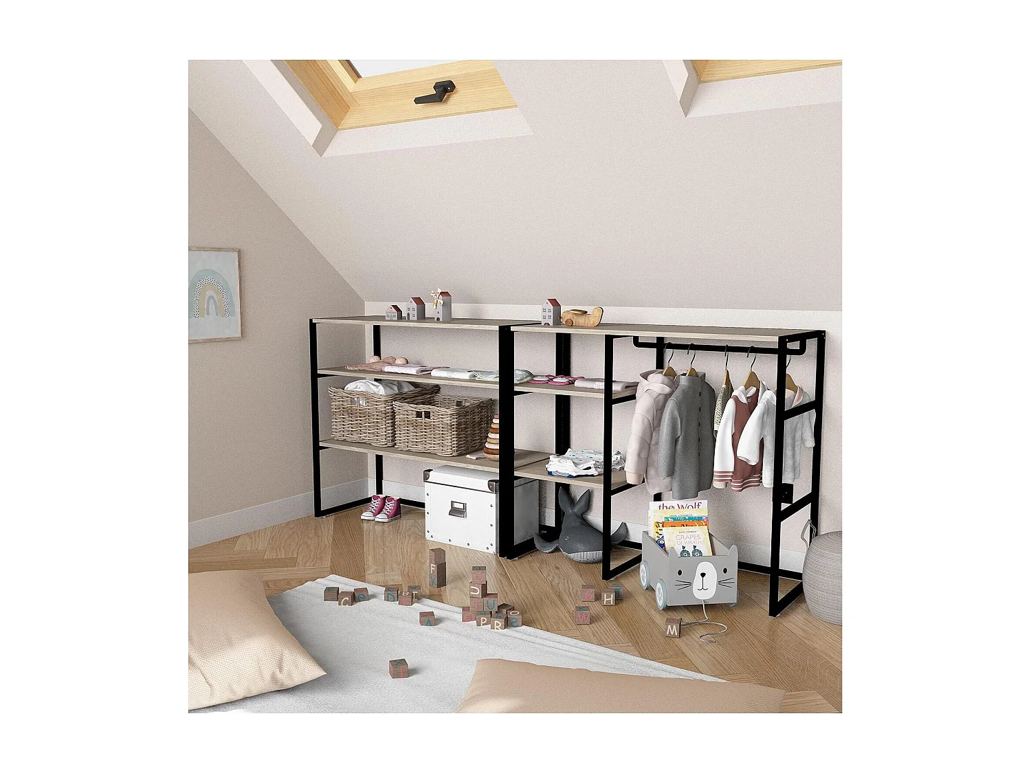 Set van 2 modulaire zolderkledingrekken 200x85cm KADRA