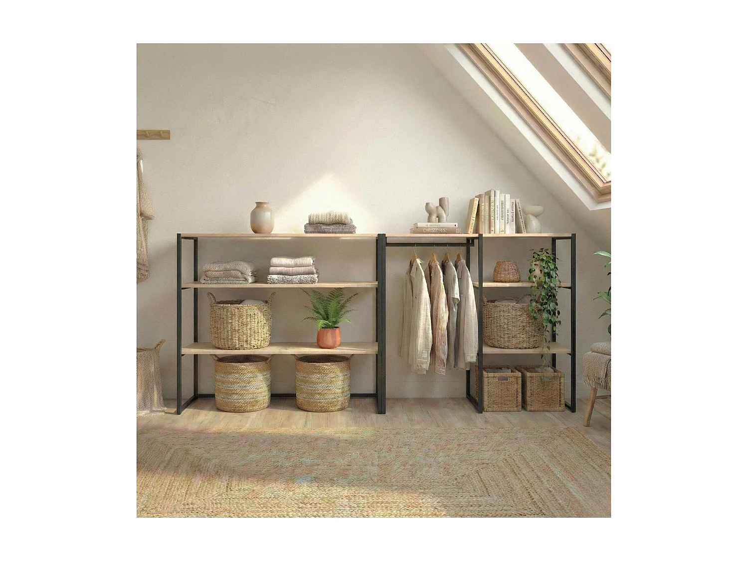 2er-Set modulare Dachboden-Kleiderständer 200x85cm KADRA