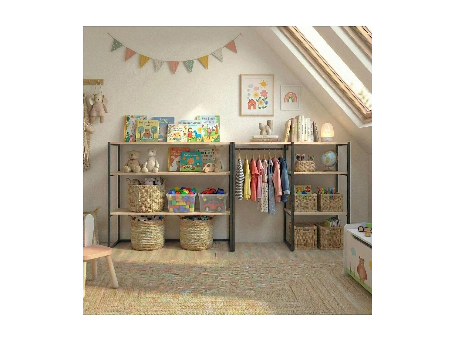 2er-Set modulare Dachboden-Kleiderständer 200x85cm KADRA