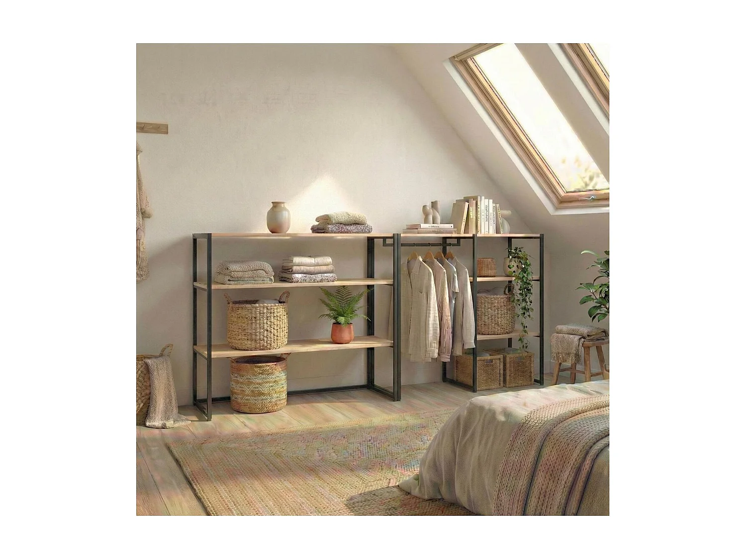 2er-Set modulare Dachboden-Kleiderständer 200x85cm KADRA