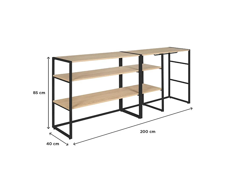 Set di 2 appendiabiti modulari da soffitta 200x85cm KADRA