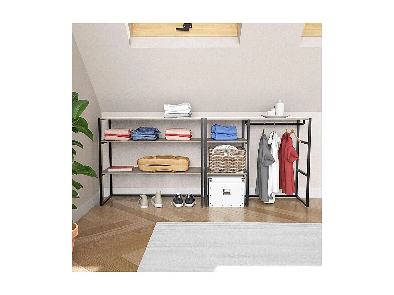 Lot de 2 portants vêtements sous combles modulables 200x85cm