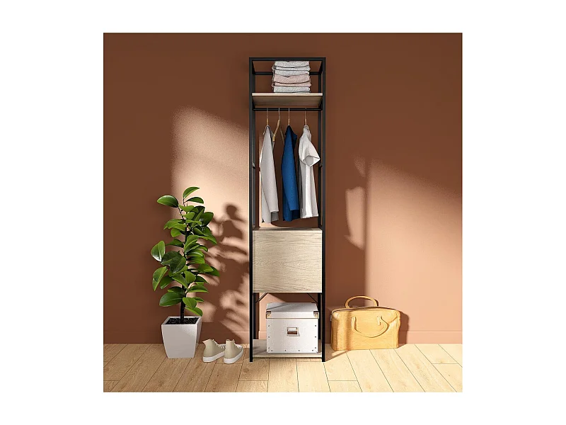 JUNE geschlossener Kleiderständer aus Holz und Metall