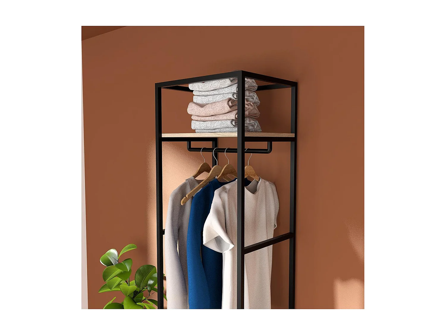 JUNE geschlossener Kleiderständer aus Holz und Metall