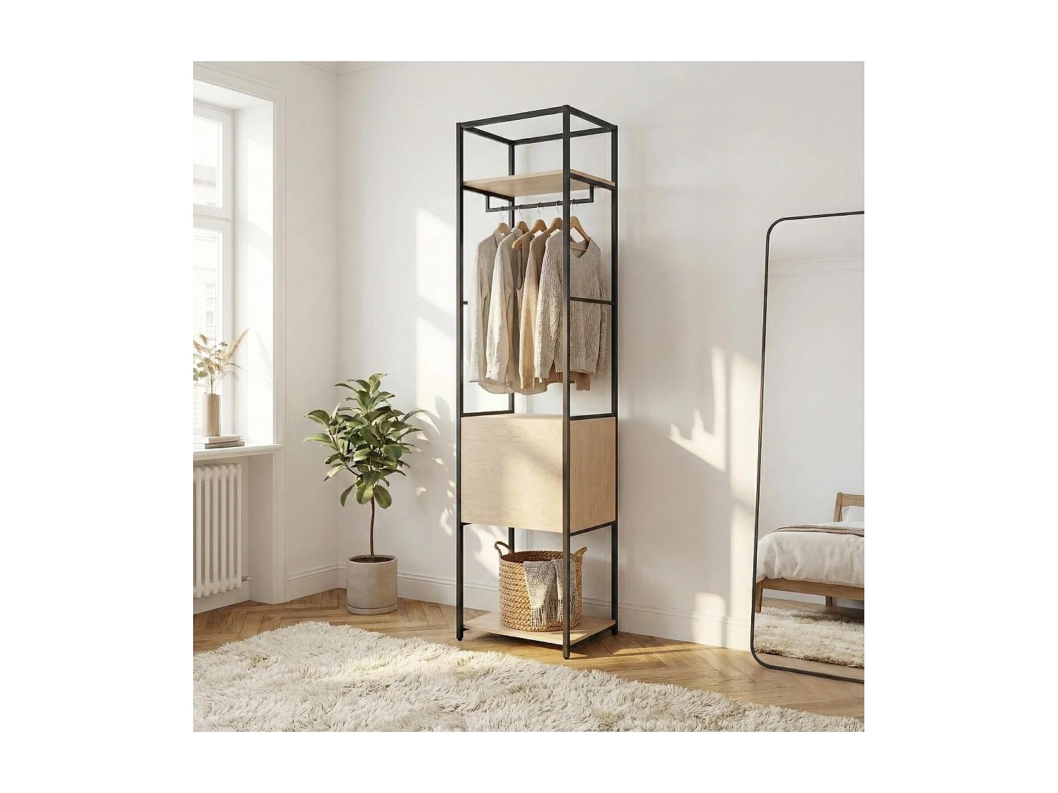 JUNE gesloten houten en metalen kledingrek