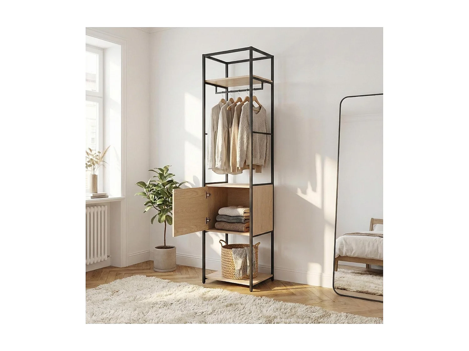 JUNE gesloten houten en metalen kledingrek