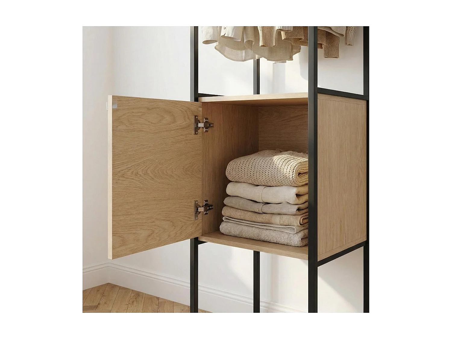 JUNE gesloten houten en metalen kledingrek