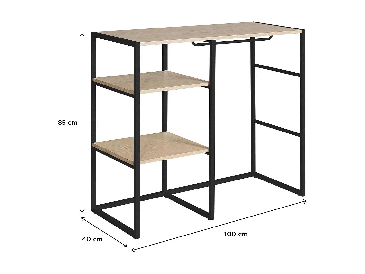 Appendiabiti da soffitta KADRA 100x85cm con armadio e ripiani