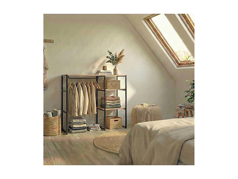 Cabideiro de sótão KADRA 100x85cm com guarda-roupa e prateleiras