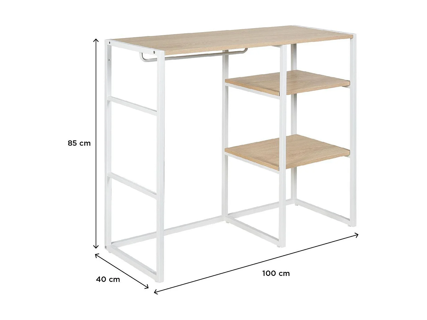 KADRA 100x85cm Dachbodenkleiderständer mit Kleiderschrank und Regalen