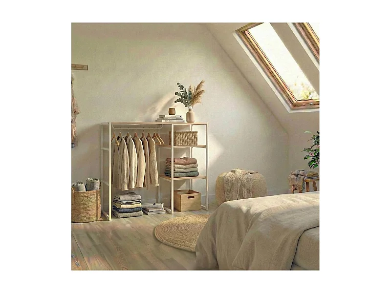 KADRA 100x85cm zolderkledingrek met kledingkast en planken