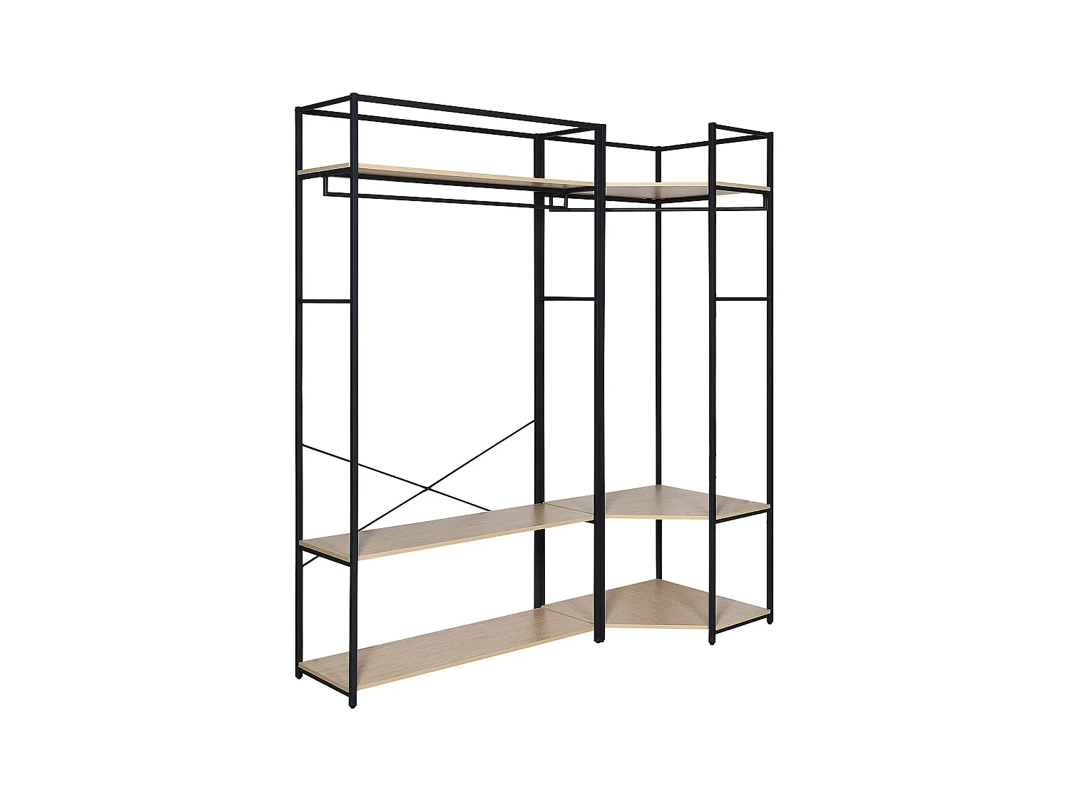 2er-Set Kleiderständer aus Holz und Metall 180x200cm JUNE