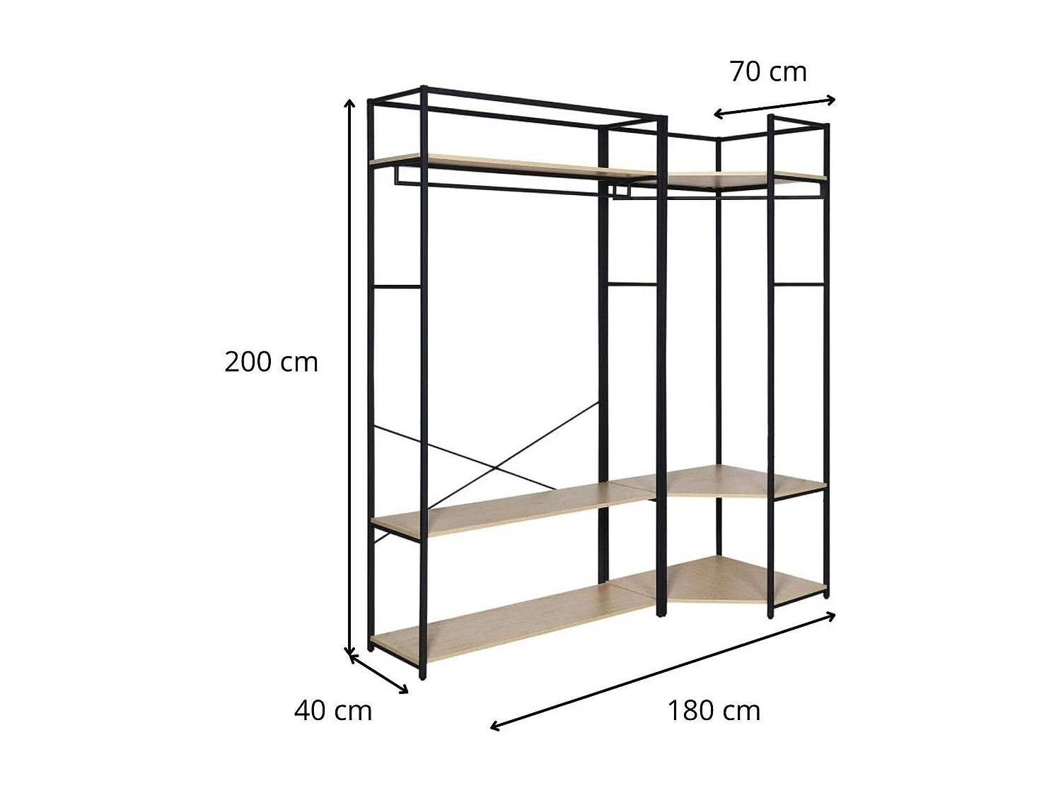 Set di 2 appendiabiti in legno e metallo 180x200cm JUNE